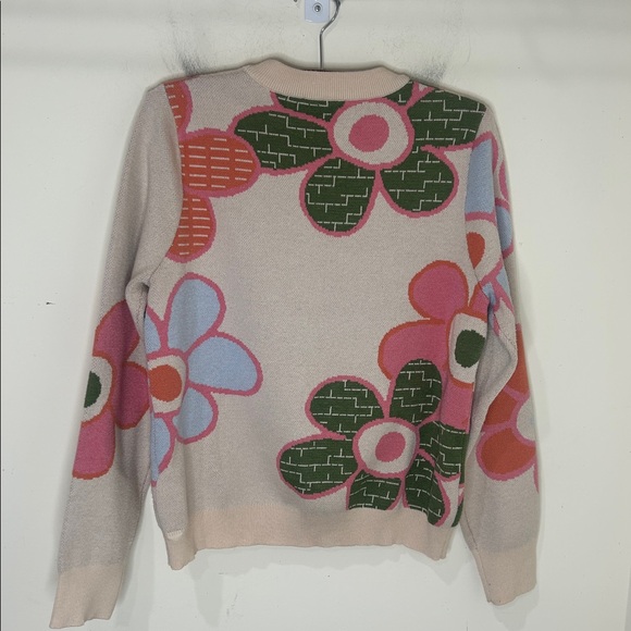 THML Cream Floral Knit Sweater Size Medium - Picture 4 of 13